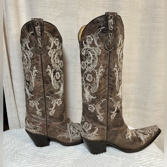Corral Cowgirl Boots Pre-Owned by me Size Women’s 10 Brown Embroidered Leather - Picture 6 of 12